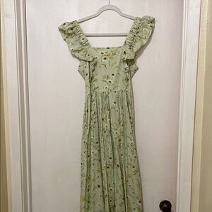 H&M Light Green Floral Backless Dress
